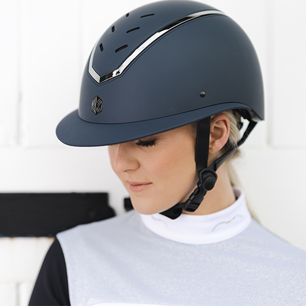 Charles Owen Kylo Standard Peak Riding Helmet KYLOC - Navy Matte / Pewter